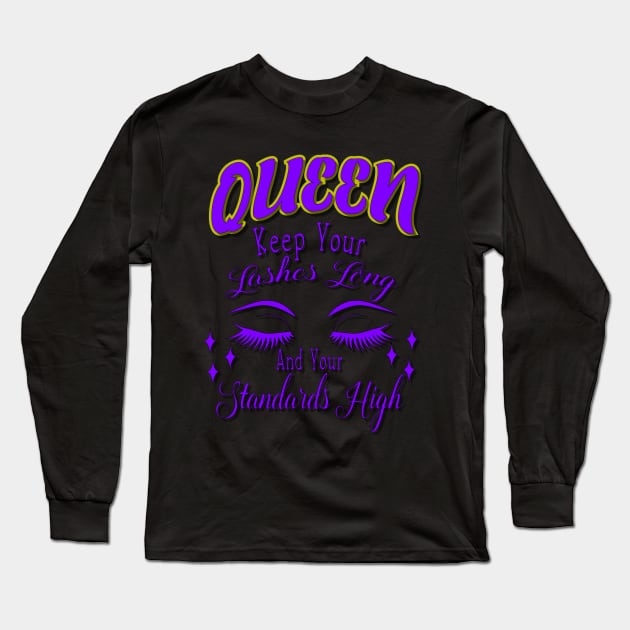 Queen Lashes Long Sleeve T-Shirt by Coolstylz